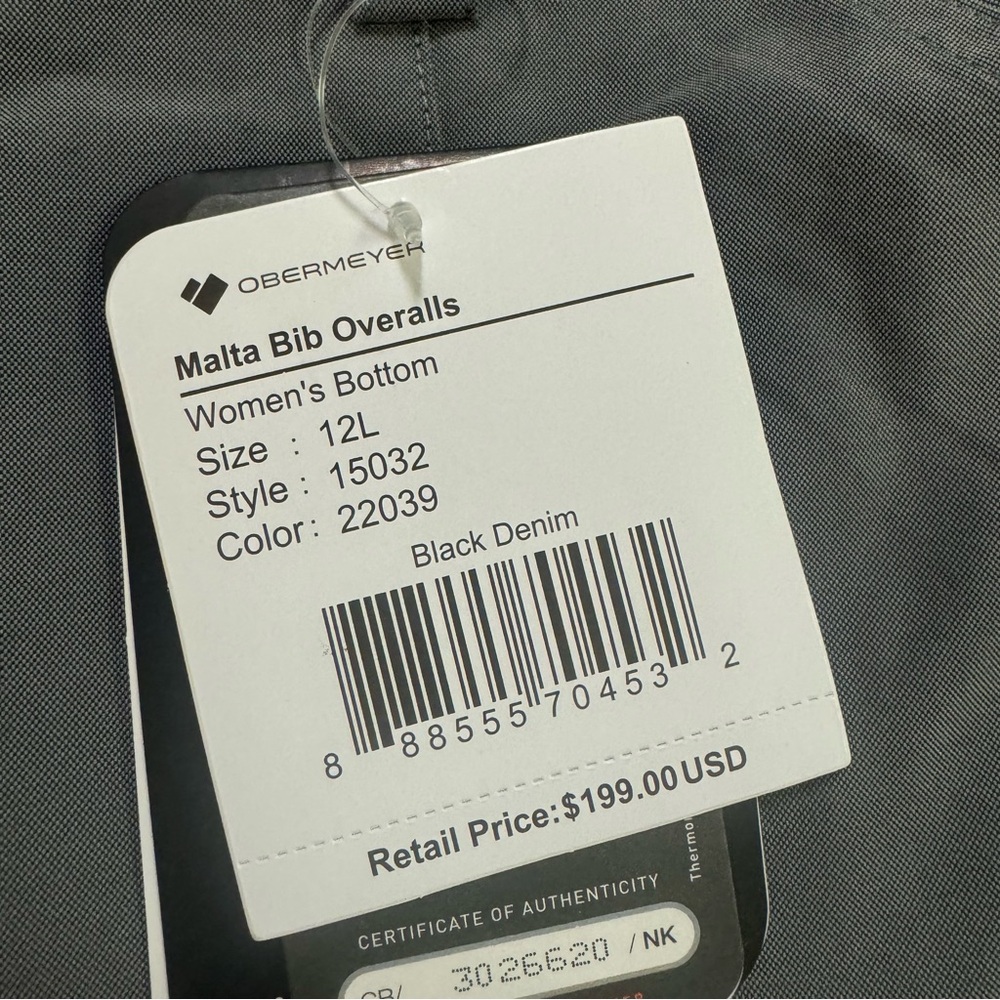 Obermeyer Womens Malta Bib Overalls Black Denim Size 12L - Picture 3 of 3